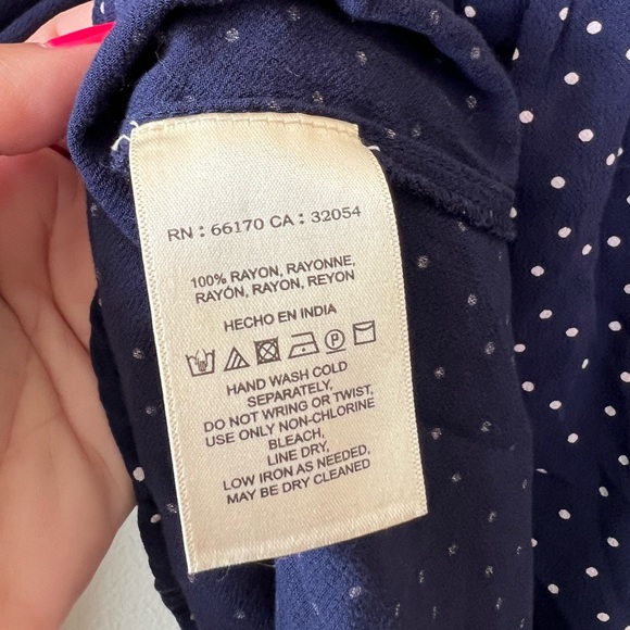 Maeve by Anthropologie long sleeve top women S blue business casual‎ polka dot - Picture 7 of 7